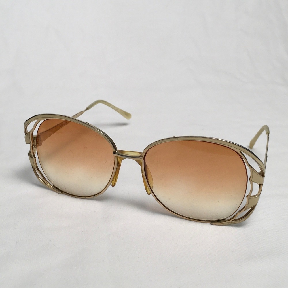 Vintage 70s 80s Tura Oversized Women's Sunglasses Pink Gradient Gold Deco Japan